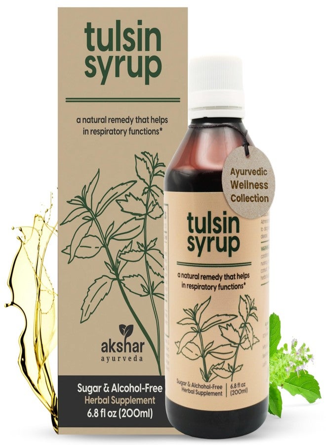 AKSHAR Ayurveda - Tulsin Syrup, Natural Cough Syrup with Licorice, Ginger, Turmeric, Basil, Malabar Nut - Respiratory Lung Health Supplements, Mucus Relief & Bronchial Wellness Syrup (1 Pack) - Image 1